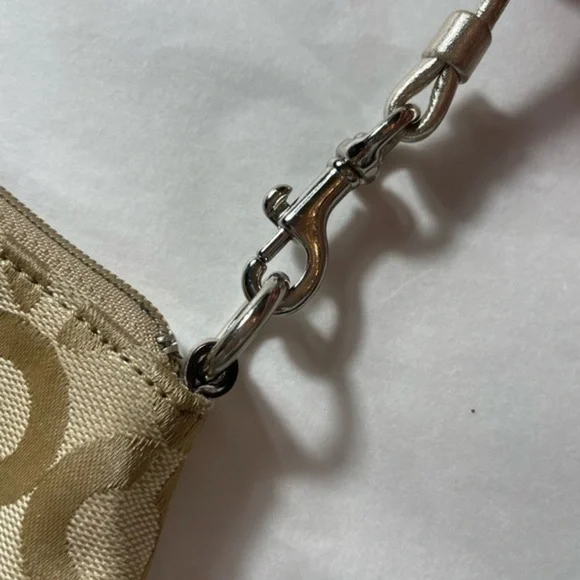 Authentic Coach Beige & Metallic Gold Accent Wristlet - Picture 9 of 16